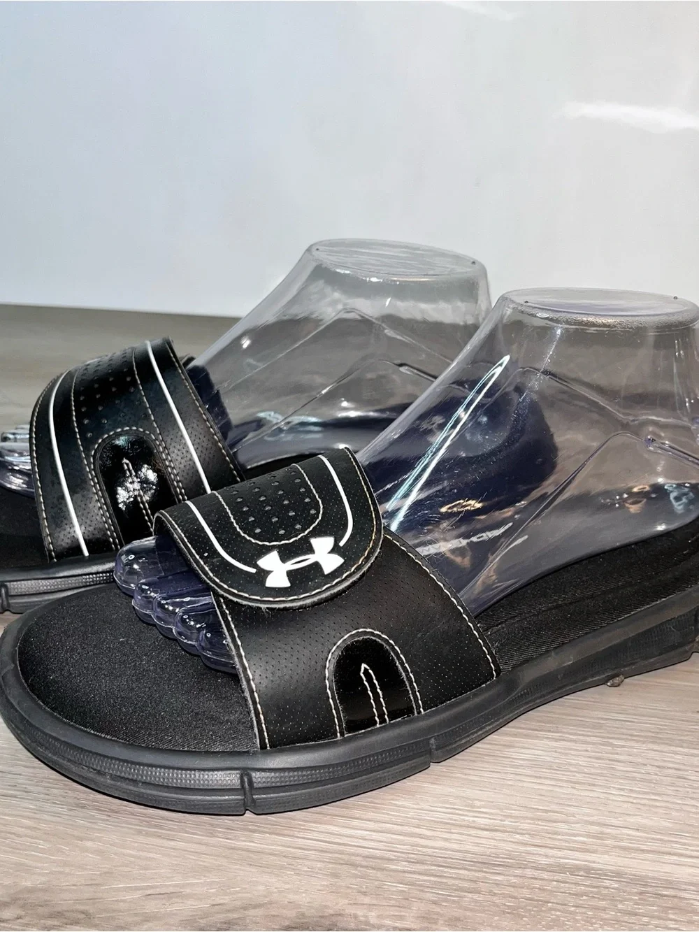 Under Armour Black Slip-On Adjustable Sports Slides